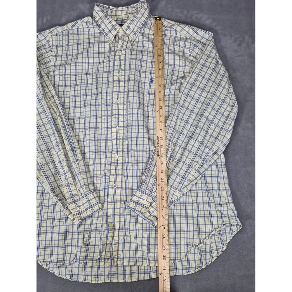 Ralph Lauren  XXL Classic Fit Plaid Button Down Shirt Yellow Blue Long Sleeve
